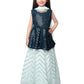 Blue Coloured Embellished Mirror Work Ready to Wear Lehenga & Peplum Blouse With Dupatta For Girls - Betty Ethnic India - Saree & Lehenga - Betty Girls Wear Online
