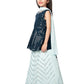 Blue Coloured Embellished Mirror Work Ready to Wear Lehenga & Peplum Blouse With Dupatta For Girls - Betty Ethnic India - Saree & Lehenga - Betty Girls Wear Online