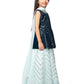 Blue Coloured Embellished Mirror Work Ready to Wear Lehenga & Peplum Blouse With Dupatta For Girls - Betty Ethnic India - Saree & Lehenga - Betty Girls Wear Online