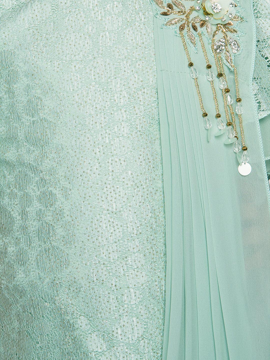 Girls Pista Embellished Top with Gharara / Sharara clothing set Set - Betty Ethnic India - Gharara / Sharara Set - Betty Girls Wear Online