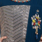 Peacock Blue Coloured Saree Styled Attached Dupatta Gown For Girls - Betty Ethnic India - Gown - Betty Girls Wear Online