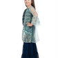 Peacock Blue Coloured Gharara / Sharara Set With Jacket For Girls - Betty Ethnic India - Gharara / Sharara Set - Betty Girls Wear Online