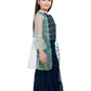 Peacock Blue Coloured Gharara / Sharara Set With Jacket For Girls - Betty Ethnic India - Gharara / Sharara Set - Betty Girls Wear Online