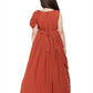 Rust Embellished Georgette With Saree Style Dupatta Attached Gown For Girls - Betty Ethnic India - Gown - Betty Girls Wear Online