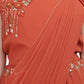Rust Embellished Georgette With Saree Style Dupatta Attached Gown For Girls - Betty Ethnic India - Gown - Betty Girls Wear Online