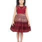 Maroon & Beige Ethnic Motifs Printed Knee Length Frock For Girls - Betty Ethnic India - Frock - Betty Girls Wear Online