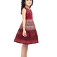 Maroon & Beige Ethnic Motifs Printed Knee Length Frock For Girls - Betty Ethnic India - Frock - Betty Girls Wear Online