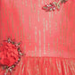 Tomato and Gold Toned Embellished Net Gown For Girls - Betty Ethnic India - Gown - Betty Girls Wear Online