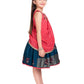 Tomato & Navy Blue Coloured Embroidered Chinon Frock With Dupatta For Girls - Betty Ethnic India - Frock - Betty Girls Wear Online