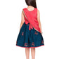 Tomato & Navy Blue Coloured Embroidered Chinon Frock With Dupatta For Girls - Betty Ethnic India - Frock - Betty Girls Wear Online