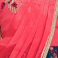 Tomato & Navy Blue Coloured Embroidered Chinon Frock With Dupatta For Girls - Betty Ethnic India - Frock - Betty Girls Wear Online
