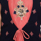 Tomato Gown And Navy Blue Coloured Jacket Floral Chinon Fit & Flare Gown For Girls - Betty Ethnic India - Gown - Betty Girls Wear Online