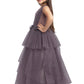 Burgundy Coloured Imported Net Ruffle Style Gown For Girls - Betty Ethnic India - Gown - Betty Girls Wear Online