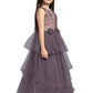 Burgundy Coloured Simple Imported Net Gown For Girls - Betty Ethnic India - Gown - Betty Girls Wear Online