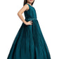 Peacock Blue Coloured Pleated Fabric Gown For Girls - Betty Ethnic India - Gown - Betty Girls Wear Online