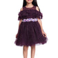 Wine Coloured Imported Net Simple Off Shoulder Design Party Wear Frock For Girls - Betty Ethnic India - Frock - Betty Girls Wear Online