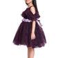 Wine Coloured Imported Net Simple Off Shoulder Design Party Wear Frock For Girls - Betty Ethnic India - Frock - Betty Girls Wear Online