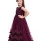 Wine Coloured Net Gown For Girls - Betty Ethnic India - Gown - Betty Girls Wear Online