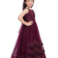 Wine Coloured Net Gown For Girls - Betty Ethnic India - Gown - Betty Girls Wear Online