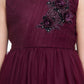 Wine Coloured Net Gown For Girls - Betty Ethnic India - Gown - Betty Girls Wear Online